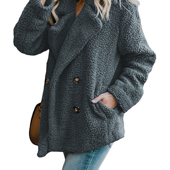 Gray Fleece Coat Jacket - Picture 3 of 7